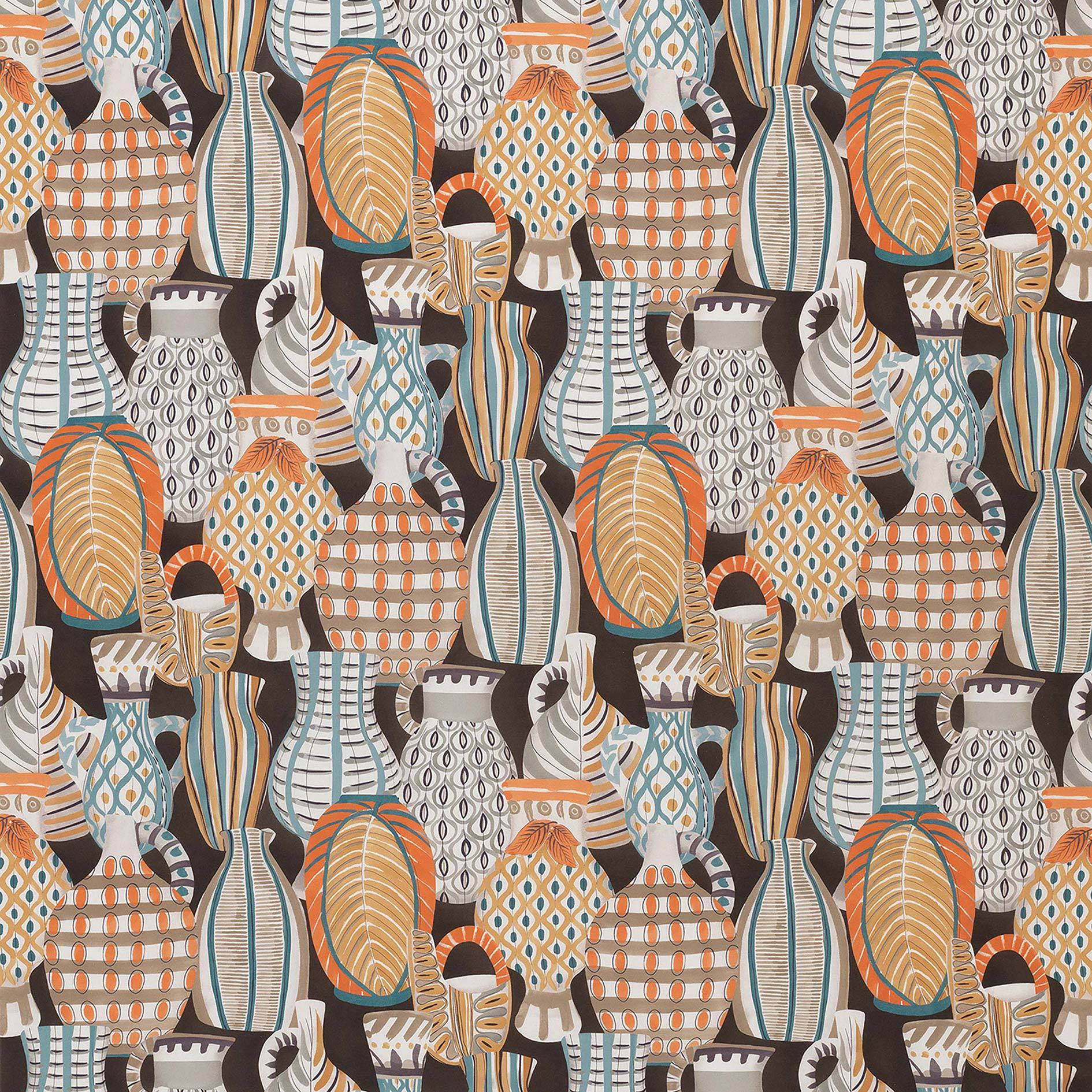 Nina Campbell Fabric - Les Rêves Collioure Chocolate/Orange NCF4290-05