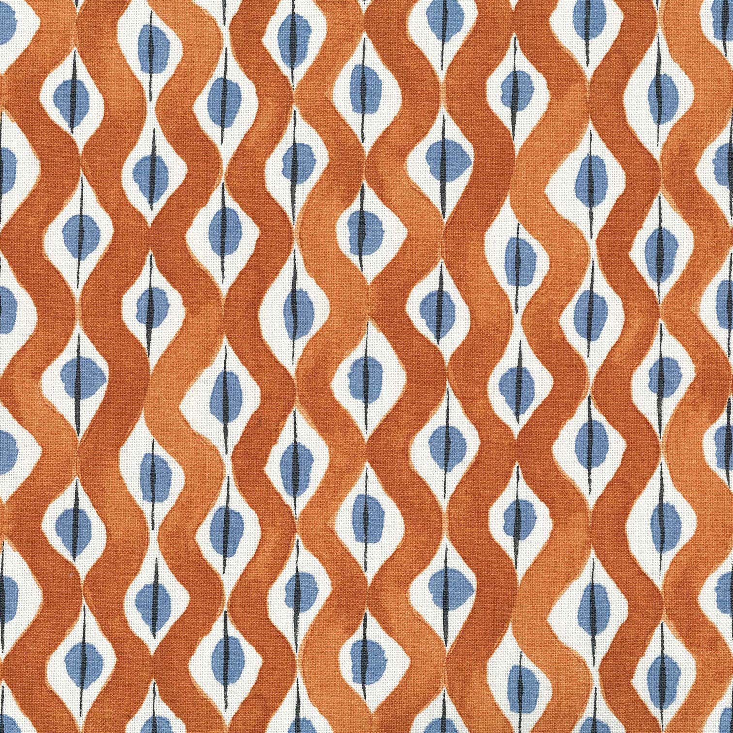 Nina Campbell Fabric - Les Rêves Beau Rivage Orange/Blue NCF4295-05