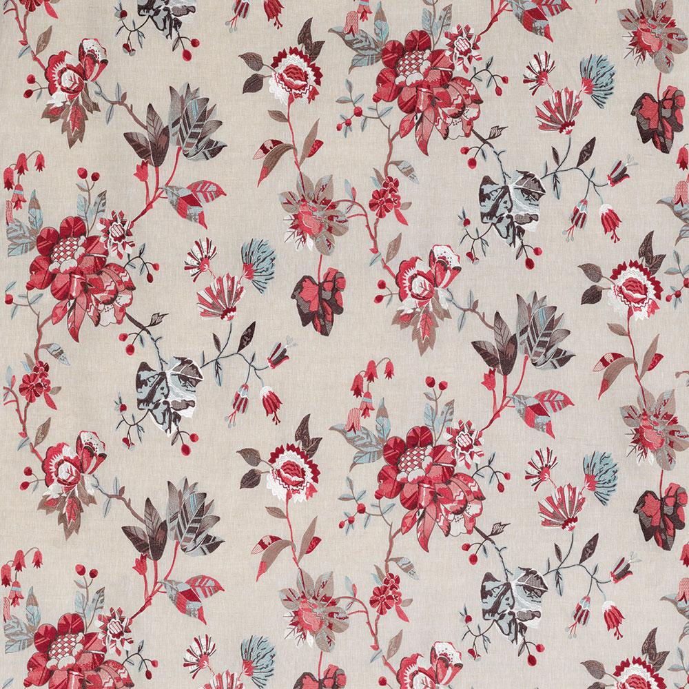 Nina Campbell Fabric - Les Indiennes Nemours Red/Chocolate NCF4332-01