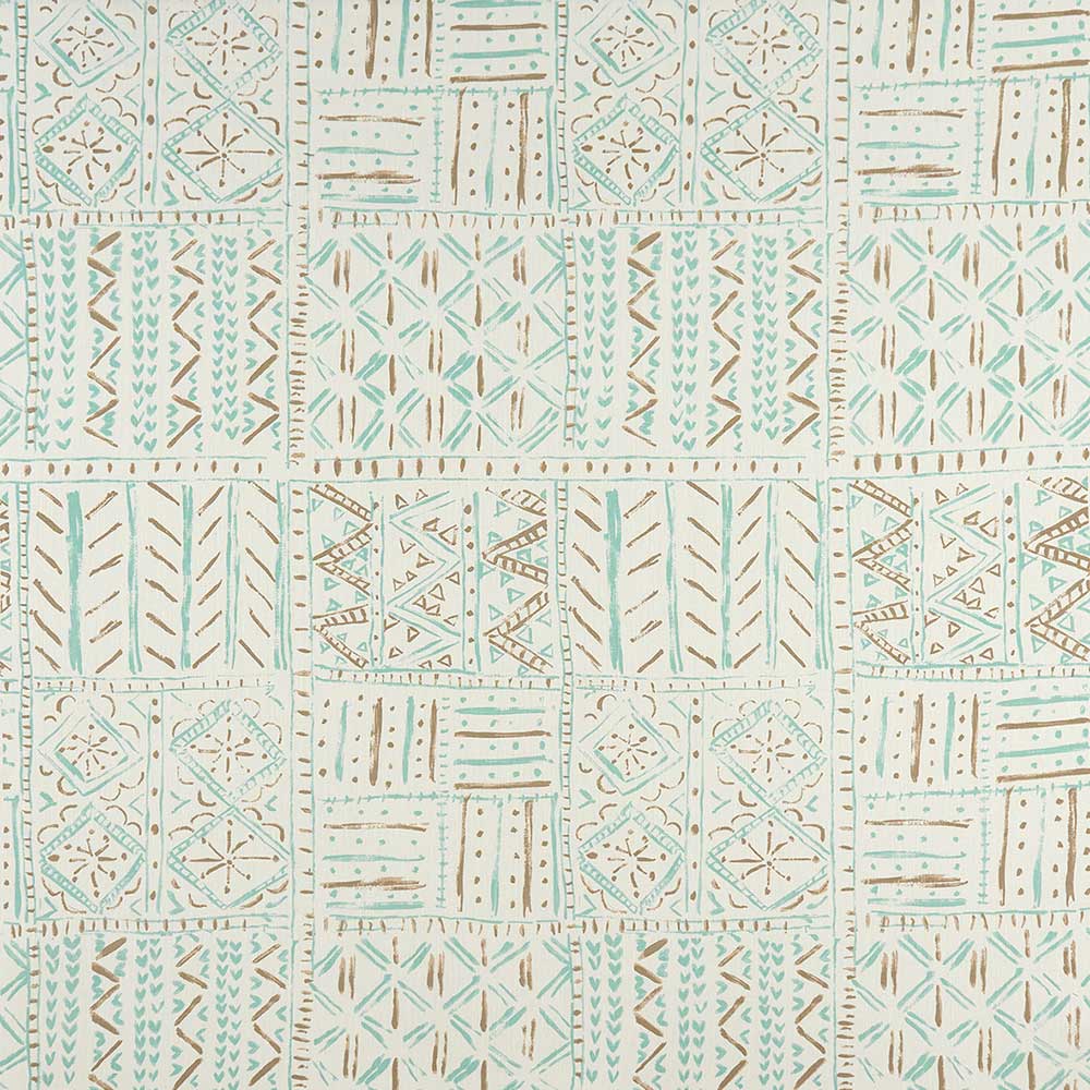 Nina Campbell Fabric- Ashdown Cloisters Aqua/Taupe/Ivory NCF4361-02