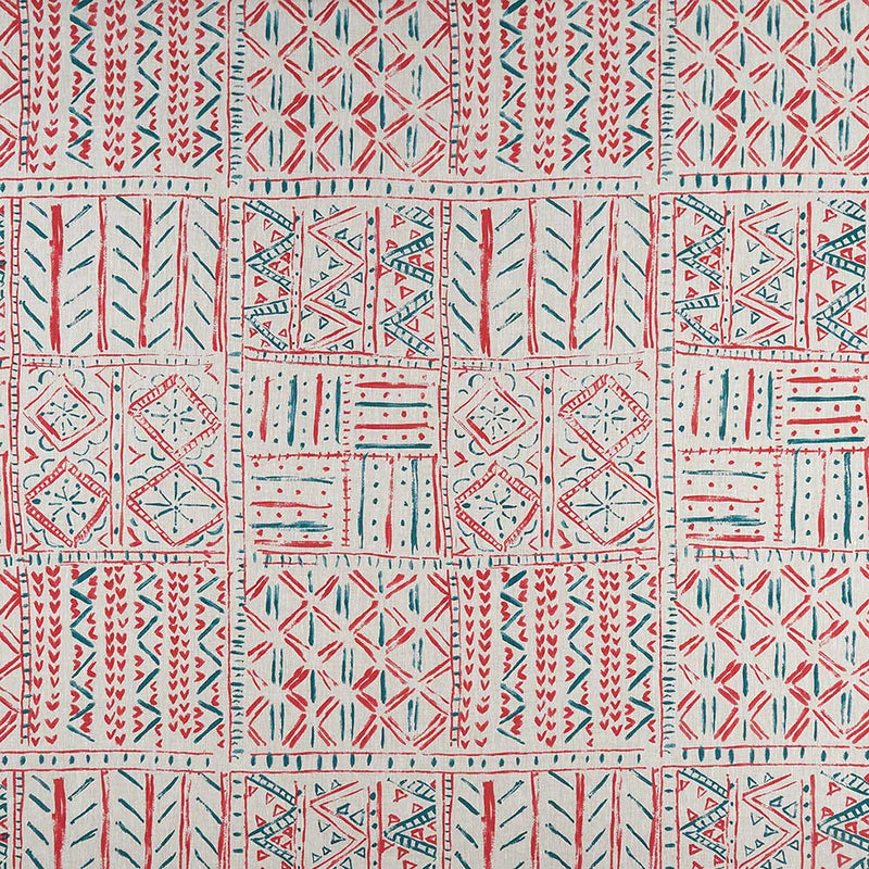 Ashdown Cloisters Red/Freh Blue Fabric - NCF4361-04