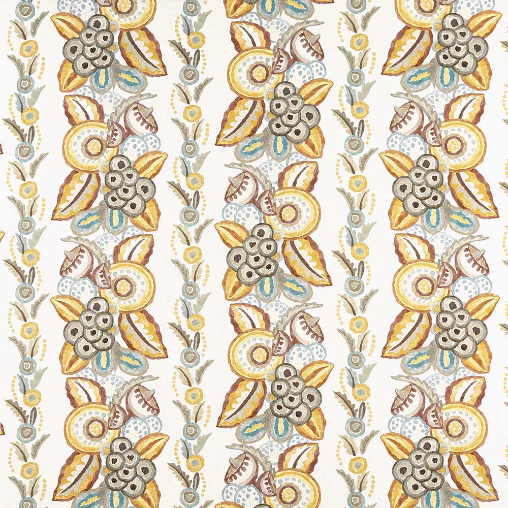 Nina Campbell Fabric - Ashdown Stripe Ochre/ Taupe/ Duck Egg NCF4363-03