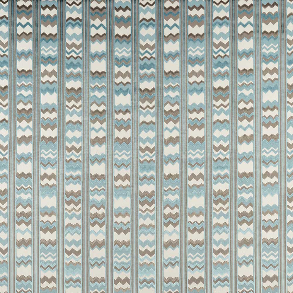 Nina Campbell Fabric - Marchmain Sebastian Aqua/Taupe/Ivory NCF4373-05