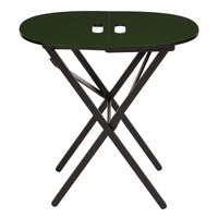 Nina Campbell Oval Folding Table in Green against a white background