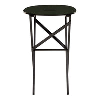 Nina Campbell Oval Folding Table in Green against a white background