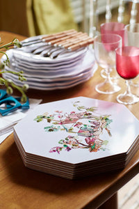 Toile Chinoise Octagon Placemat - Magenta/Green