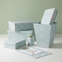 Nina Campbell Tissue Box Batik Dots - Coral/Aqua
