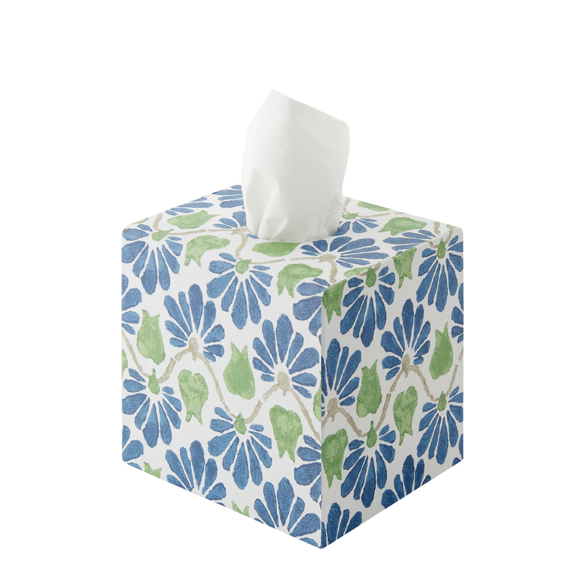 Nina Campbell Tissue Box Ginko Tulips - Blue/Green
