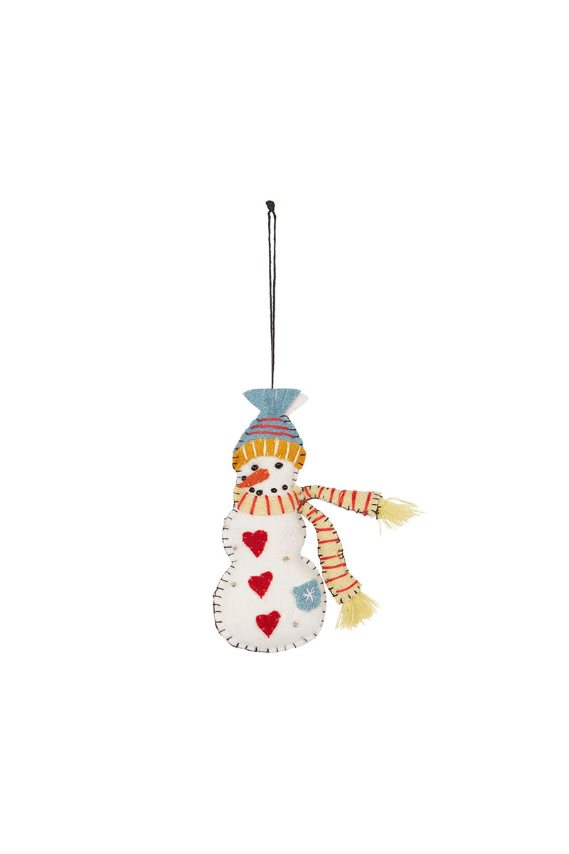 Decoration - Small Snowman Blue Hat Yellow Scarf