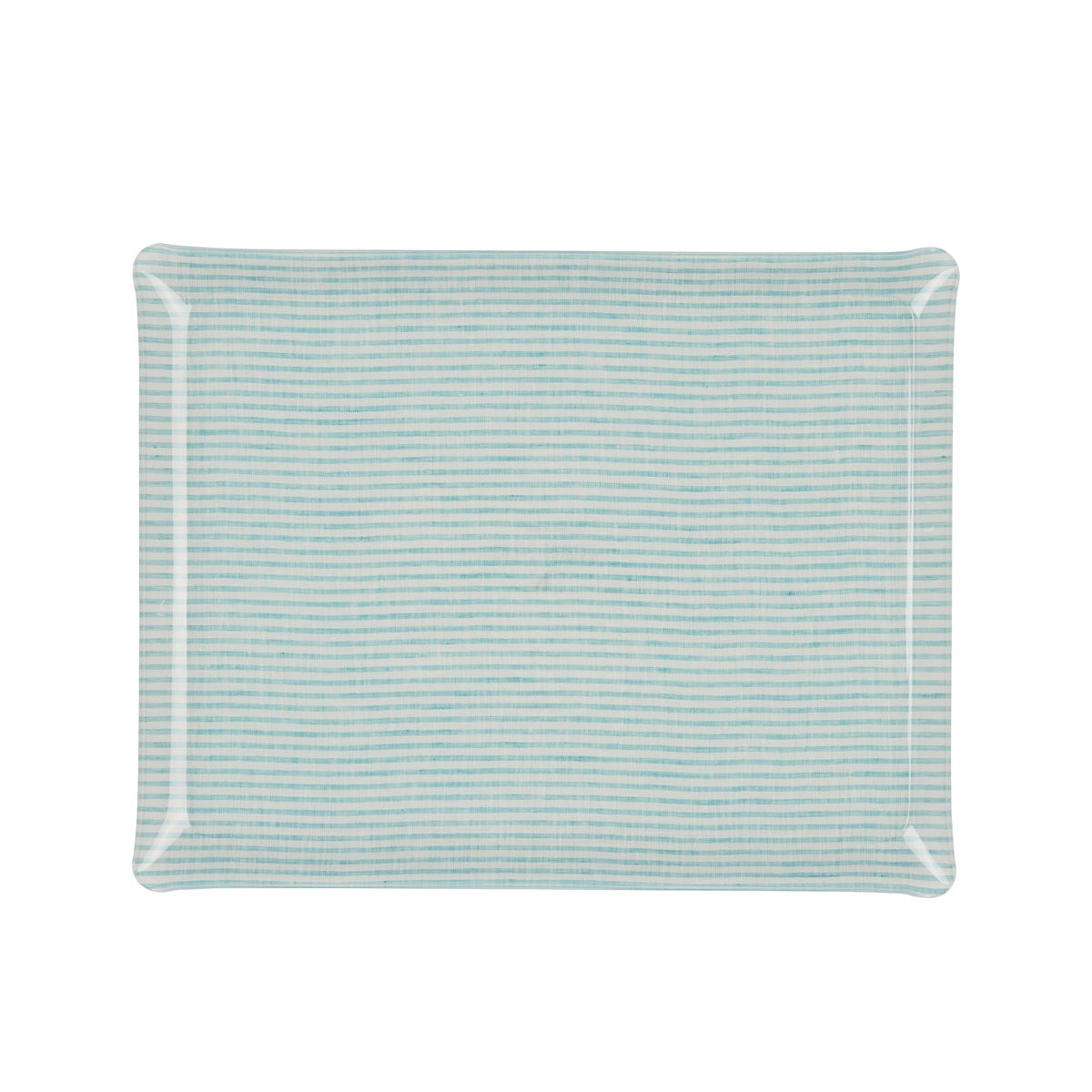 Nina Campbell Fabric Tray Large - Stripe Aqua and White