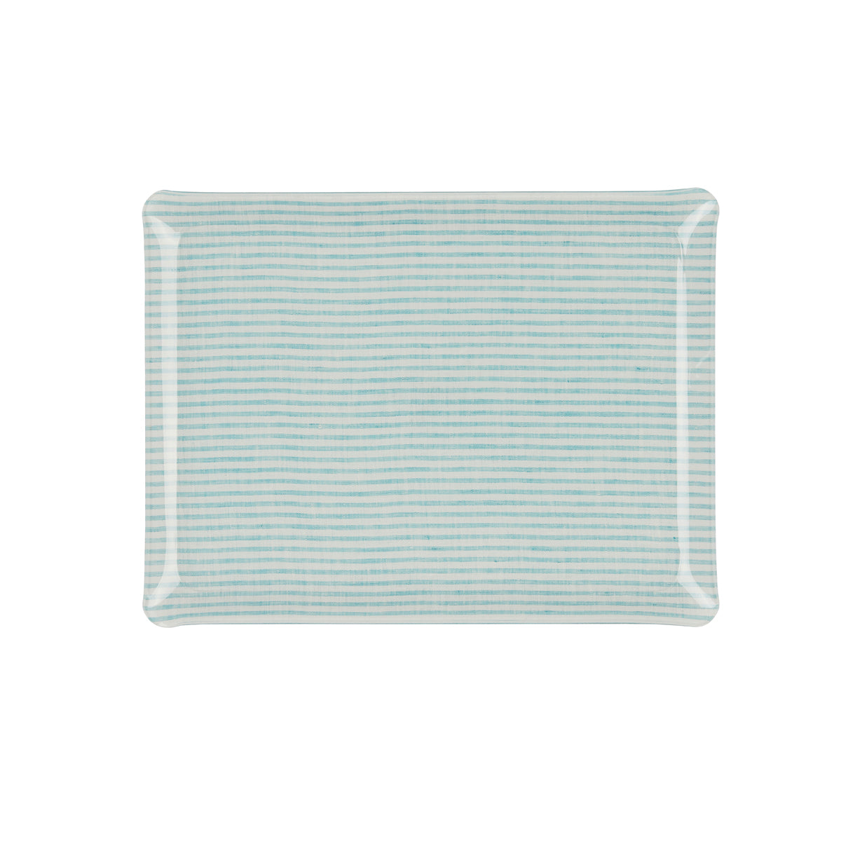 Fabric Tray Medium 37X28 - Stripe Aqua + White