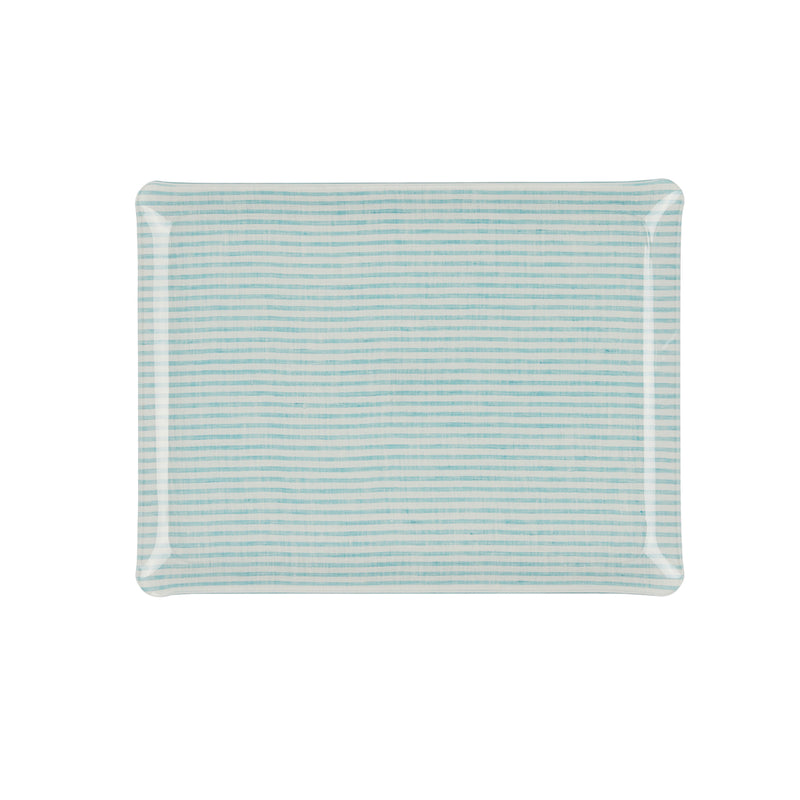 Nina Campbell Fabric Tray Medium - Stripe Aqua and White