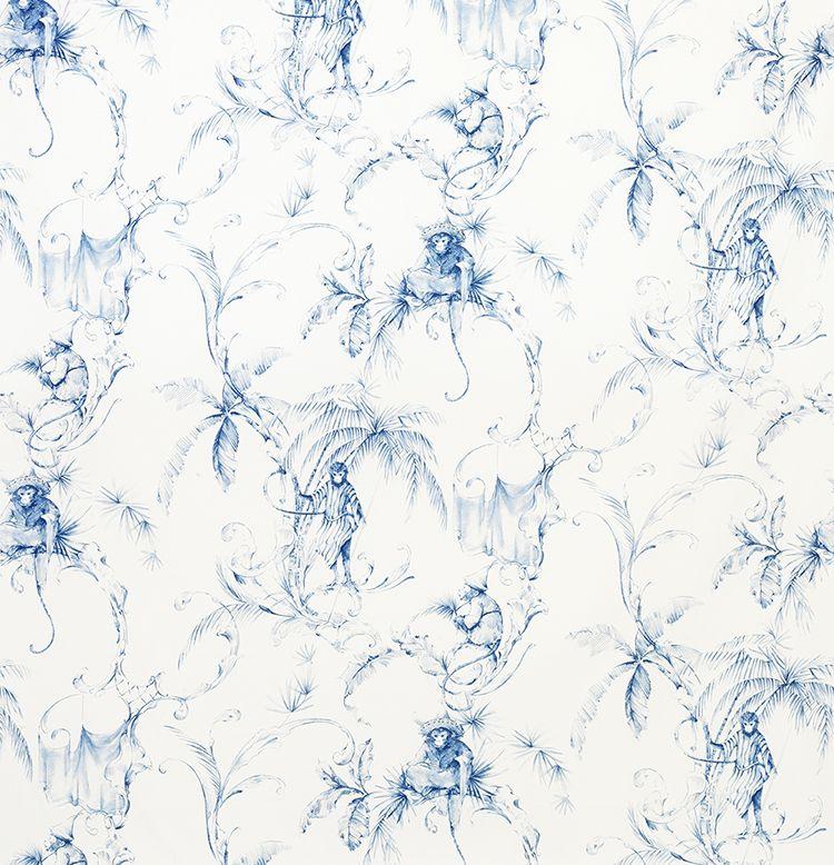 Fontibre Barbary Toile Blue Fabric - NCF4193-03