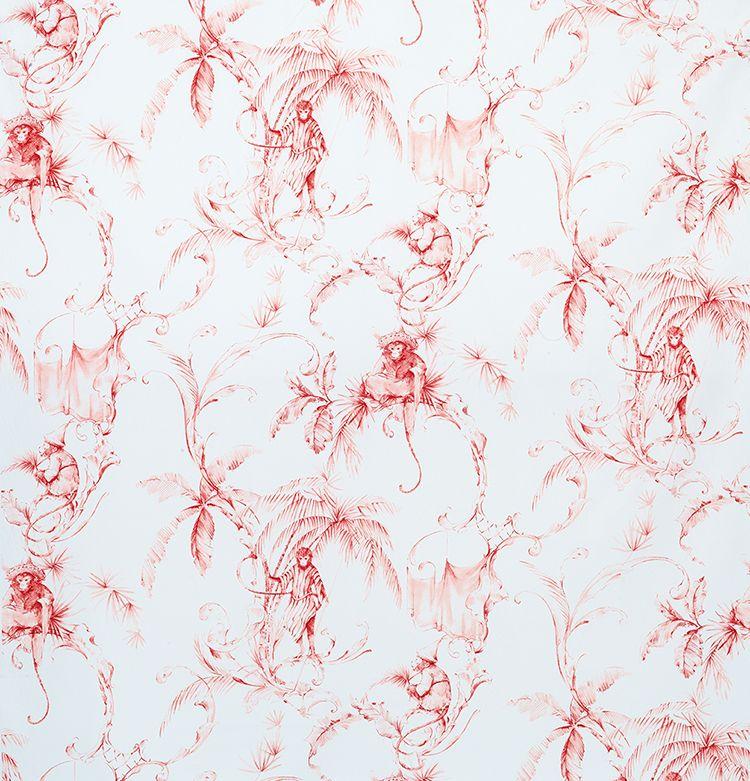 Fontibre Barbary Toile Coral Red Fabric - NCF4193-04