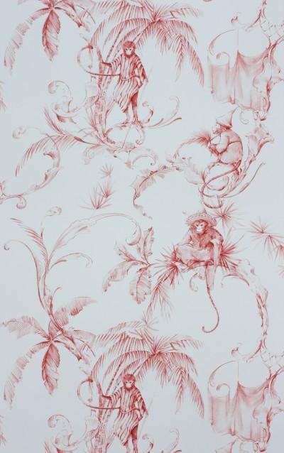 Nina Campbell Wallpaper - Fontibre Barbary Toile Coral Red NCW4205-04