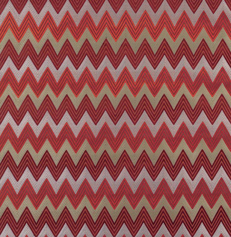 Nina Campbell Fabric - Bargello Velvets Crimson/Coral/Gold NCF4210-05