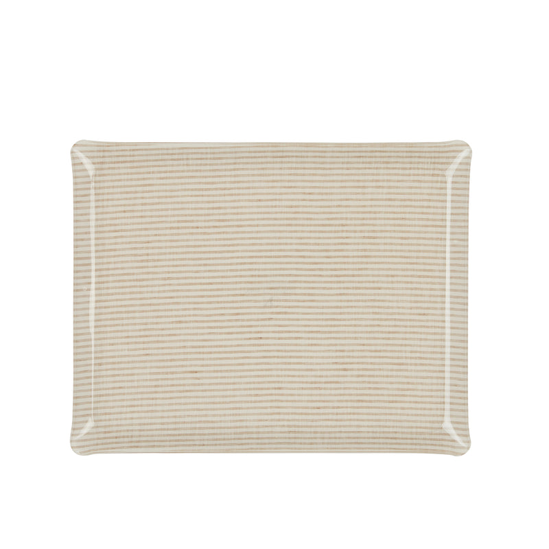 Fabric Tray Large 46X36 - Stripe Beige + White