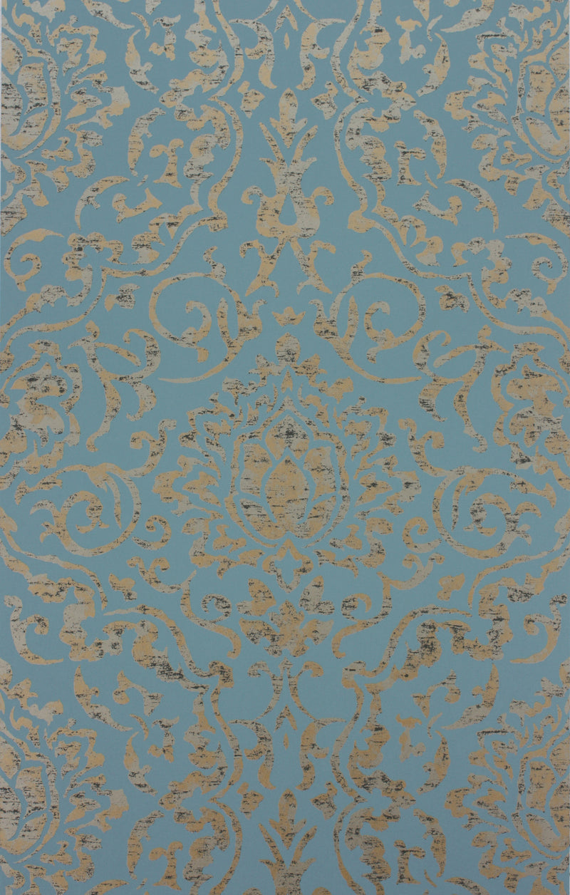 Nina Campbell Wallpaper - Fontibre Belem Topaz/Gold NCW4201-05