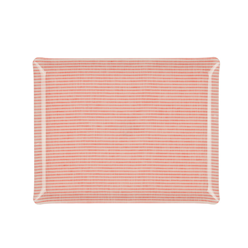 Fabric Tray Large 46X36 - Stripe Coral + White