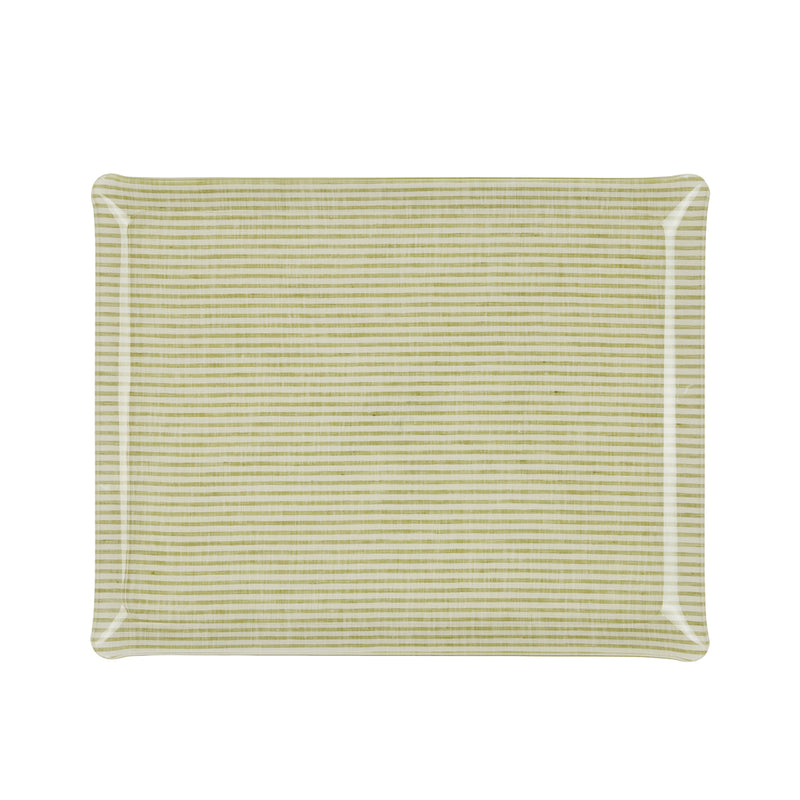 Nina Campbell Fabric Tray Large - Stripe Green and White