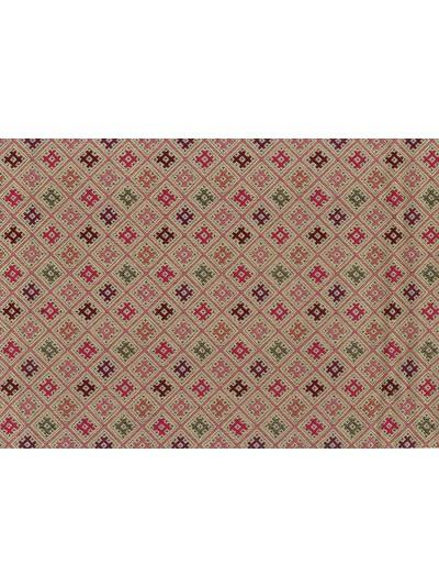 Nina Campbell Fabric - Jacquet Red/Pink/Eucalyptus NCF4224-02