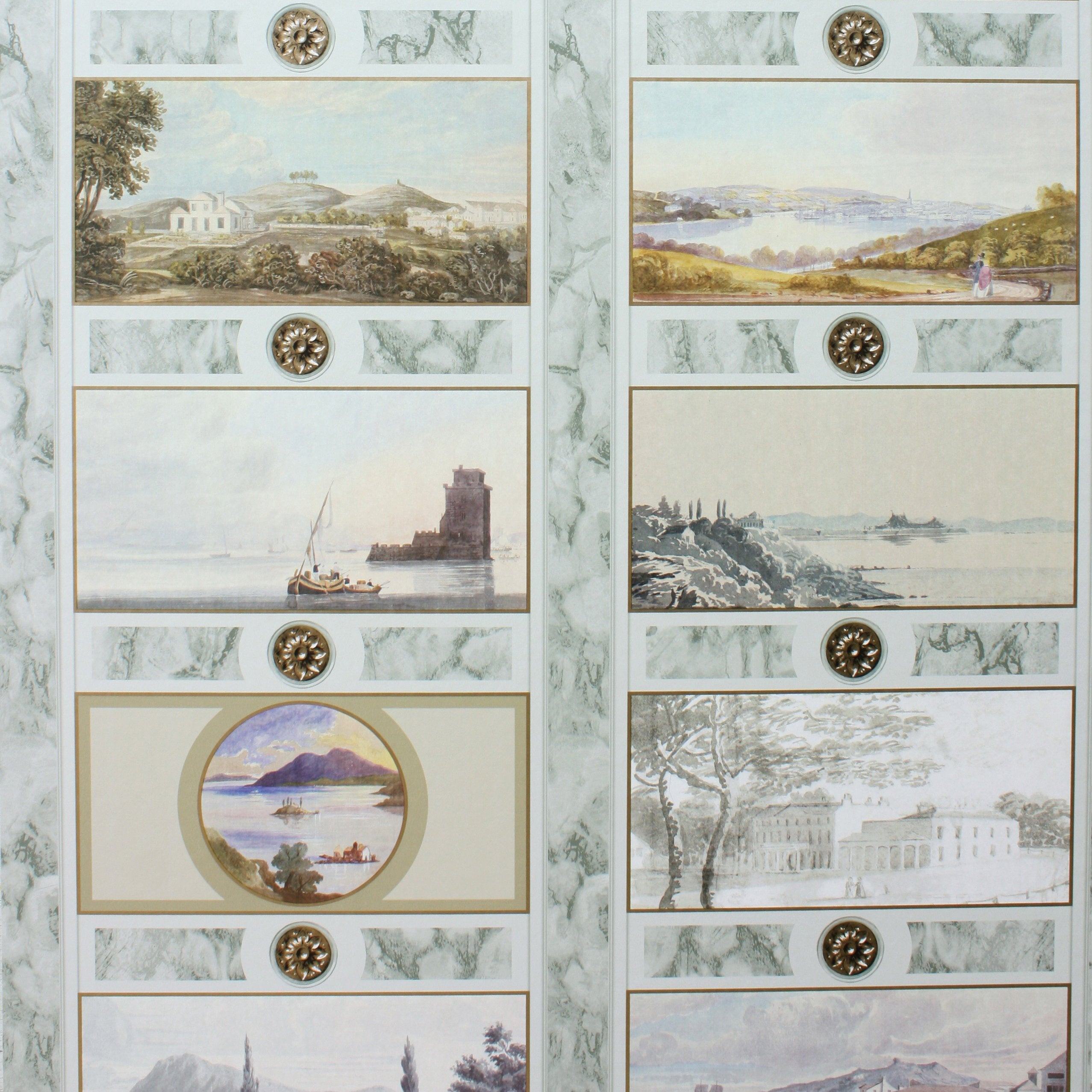 Nina Campbell Wallpaper - Fontibre Keightleys Folio Multi/Grey NCW4200-02