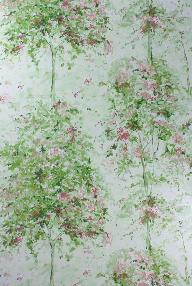 Nina Campbell Wallpaper - Rosslyn Lochwood Green/Coral NCW4152-01