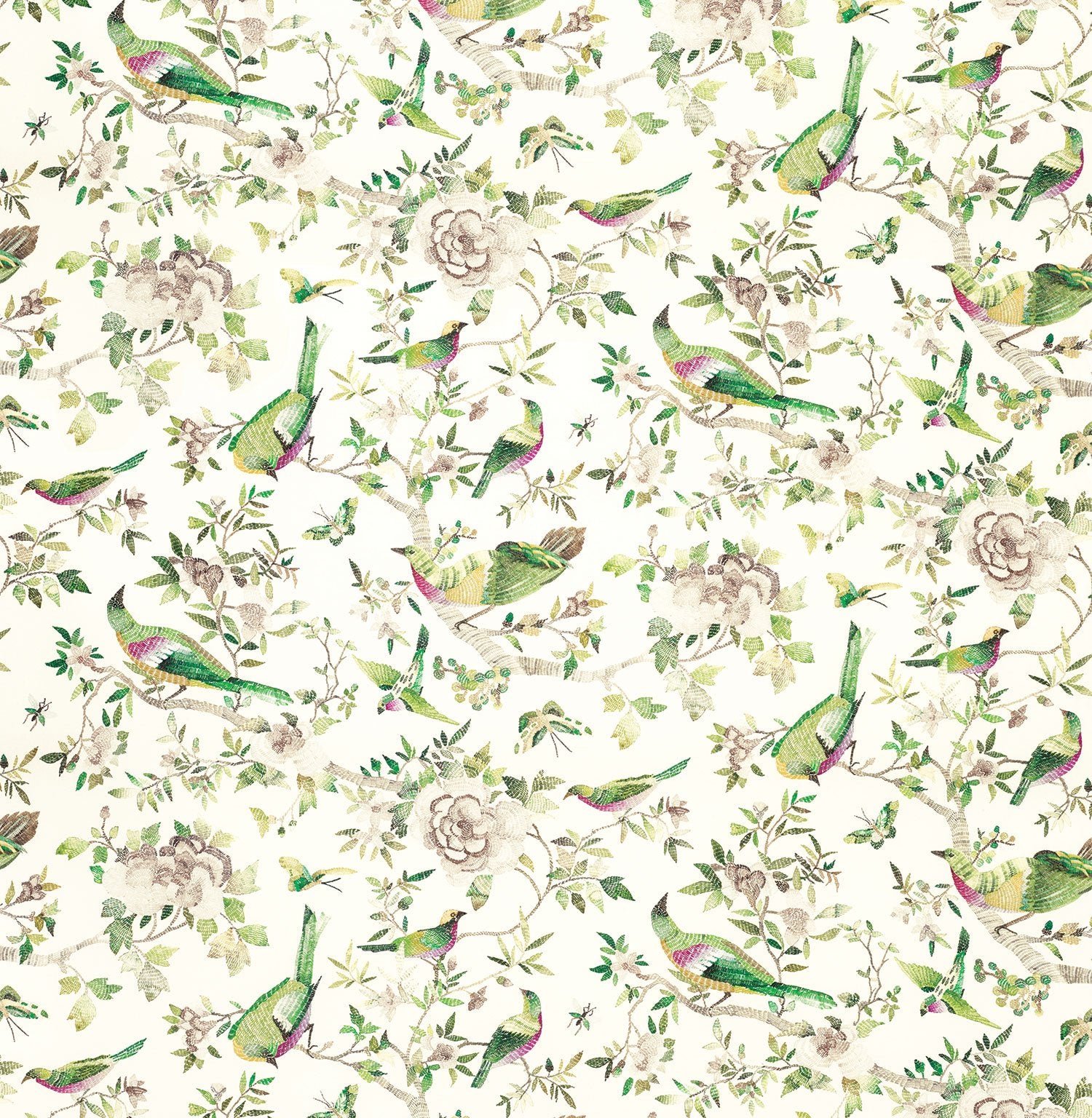 Nina Campbell Fabric - Coromandel Perdana Emerald/Fuchsia NCF4245-02
