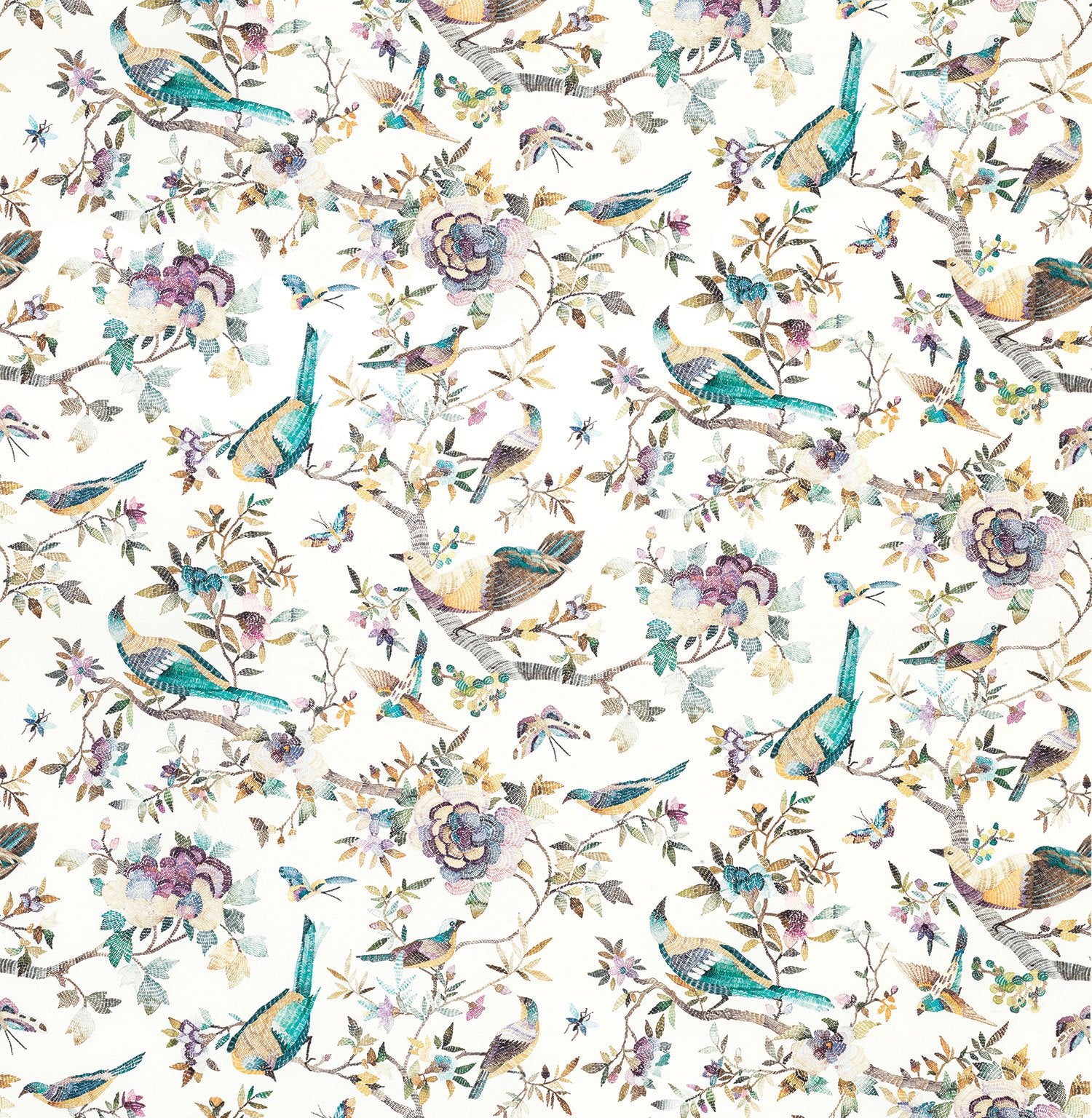 Nina Campbell Fabric - Coromandel Perdana Aqua/Amethyst NCF4245-03