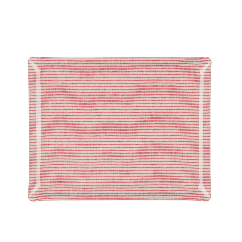 Fabric Tray Large 46X36 - Stripe Pink + White