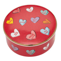 Love Hearts True Love Round Trinket Box - Red