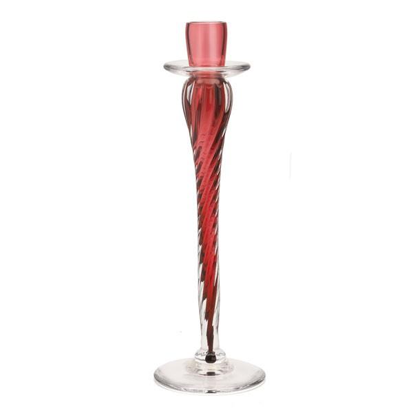 Glass Candlestick - Red