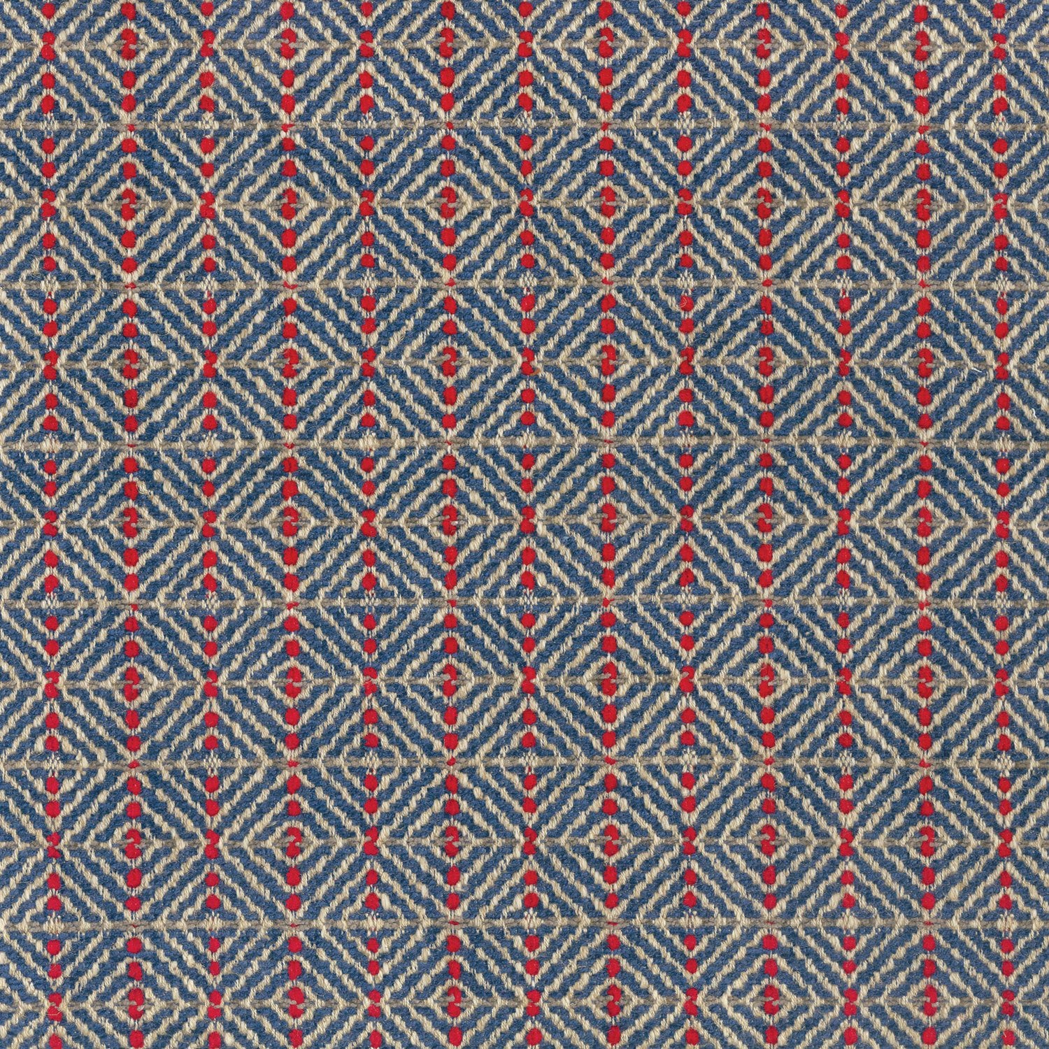 Nina Campbell Fabric - Umbria Todi Blue/Red/Beige NCF4262-04